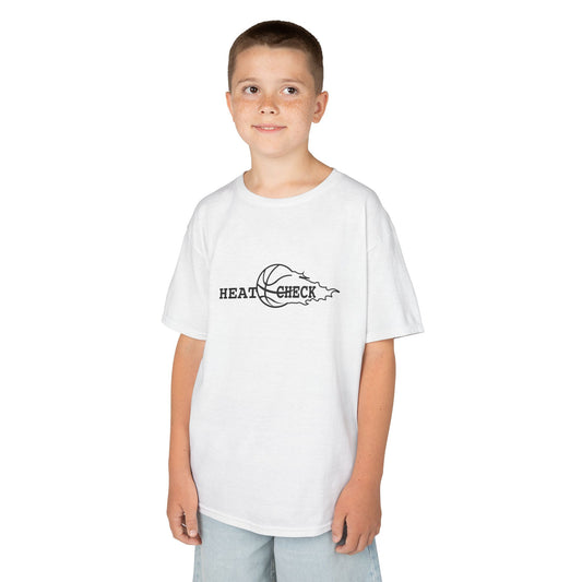 Heat Check Kids Basketball Tee - Fun and Comfortable Heavy Cotton Shirt for Young Athletes